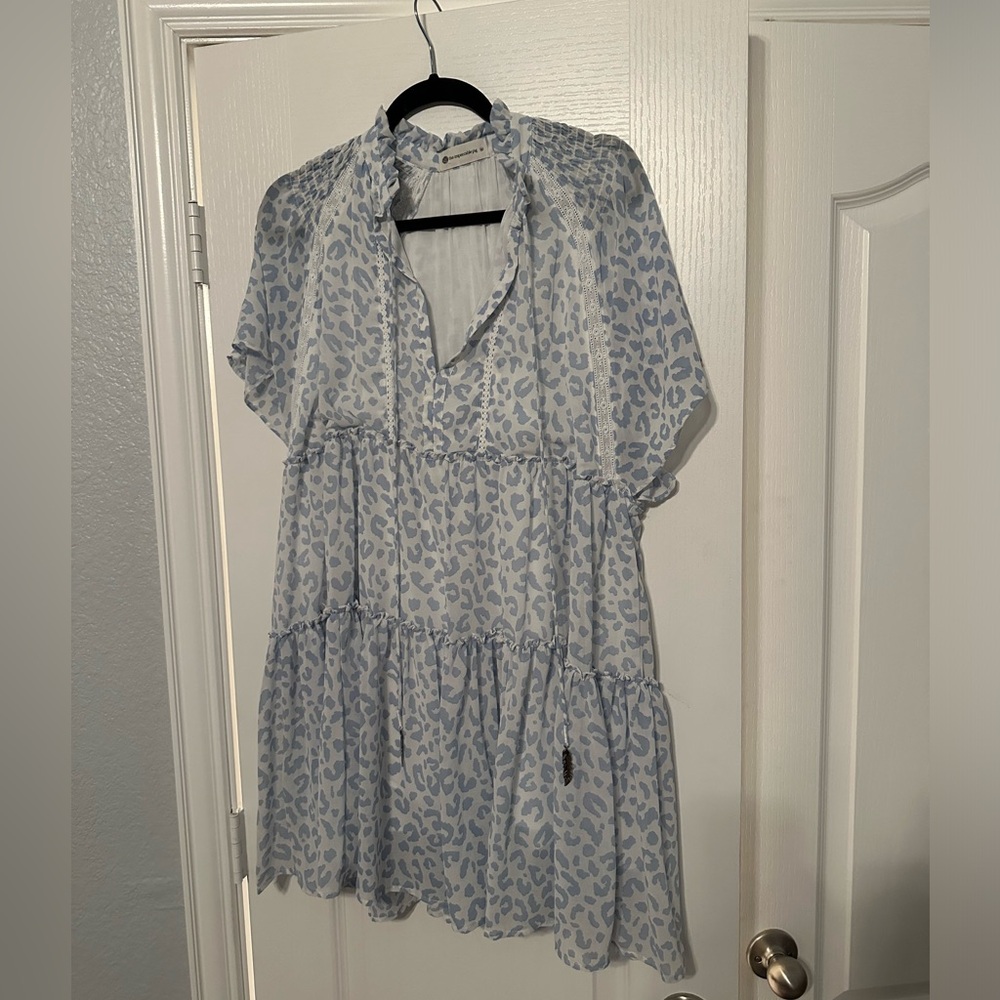 Impeccable pig cheetah print dress size medium with feather tassel